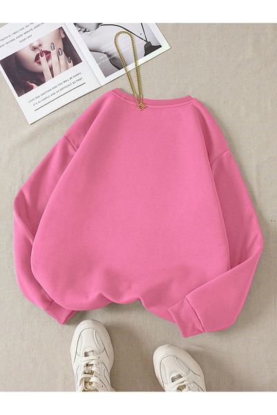 MODARİCH Φούτερ Brooklyn New York Pink με στάμπα Oversize Crew Neck