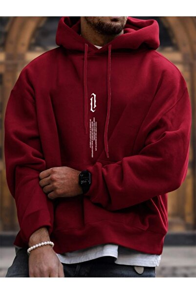 MODARİCH Hanorac oversize cu simbol vertical roșu - Hanorac cu glugă