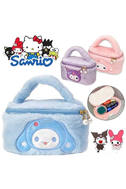 Meyra Accessories sanrio kawaii kuromi my melodi cinnamoroll peluş el çantası makyaj çantası çift yönlü fermuarlı