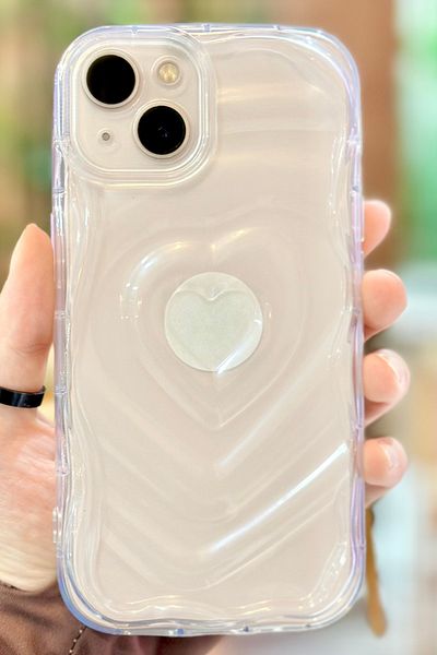 Vip Case حافظة سيليكون شفافة ثلاثية الأبعاد لحماية الكاميرا لهاتف iPhone 13 بنمط قلب منقوش