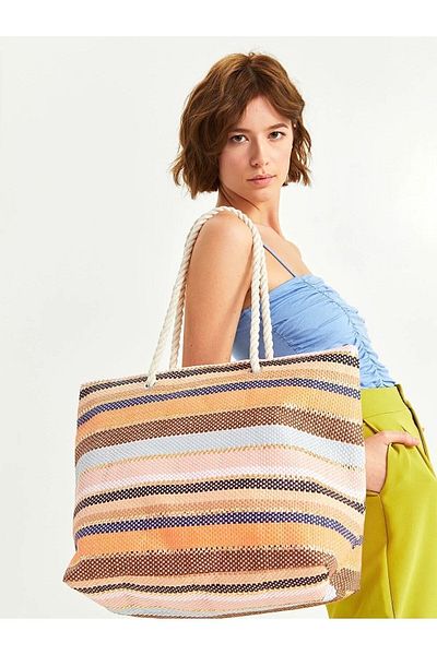 LC Waikiki Αξεσουάρ Lcw - Γυναικεία τσάντα παραλίας με μοτίβο από άχυρο