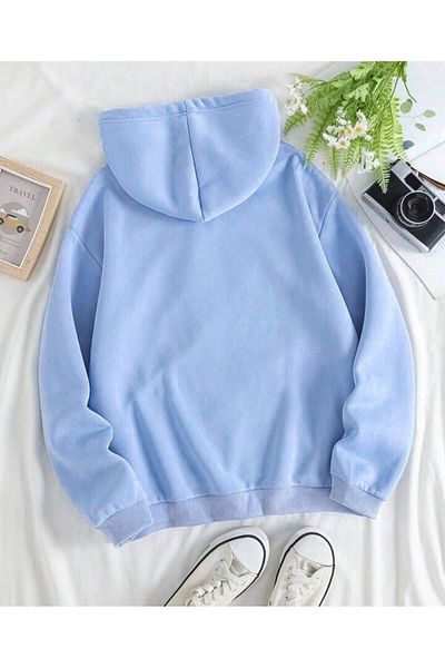MODARİCH Hanorac simplu cu glugă oversize Baby Blue
