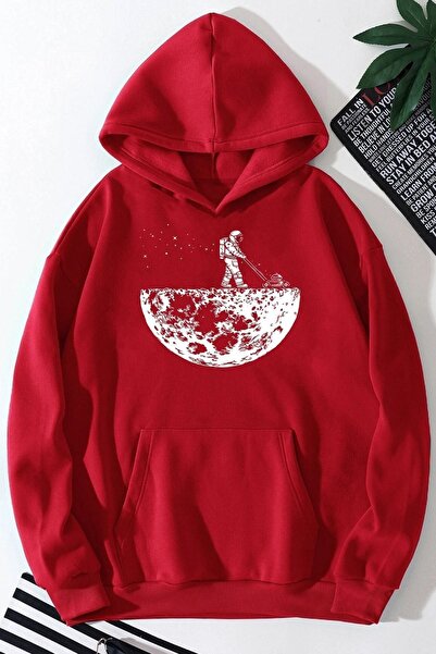 MODARİCH Hanorac oversize cu glugă cu imprimeu roșu astronaut