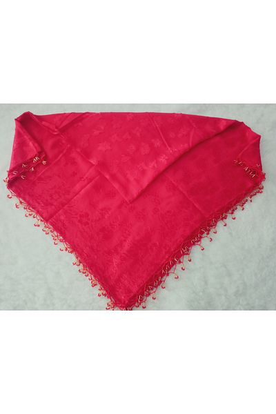 hoaryage Handmade Crochet Patterned Jagarli Beaded Scarf, Writing, Cheesecloth Yemeni