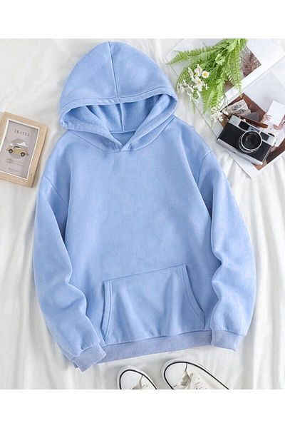 MODARİCH Hanorac simplu cu glugă oversize Baby Blue