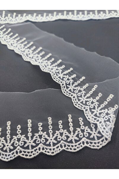 FASHİON DANTEL 8.5 cm Width Matte Polyester Scallop Guipure over Tulle