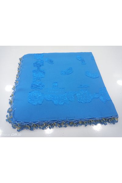 hoaryage Handmade Patterned Jagarli Beaded Scarf, Writing, Cheesecloth Yemeni, Foulard, 4 Edge Embroidered
