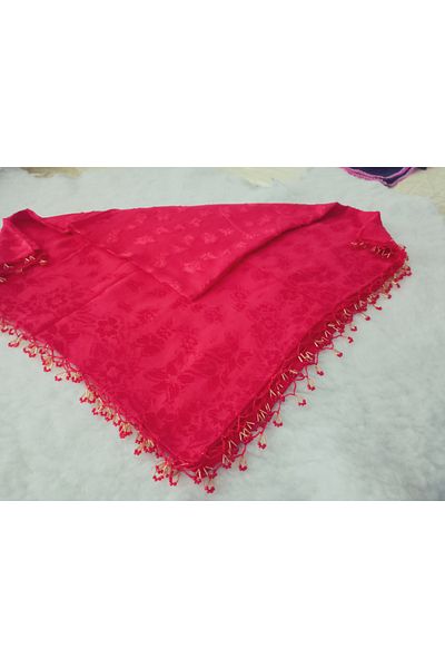 hoaryage Handmade Crochet Patterned Jagarli Beaded Scarf, Writing, Cheesecloth Yemeni