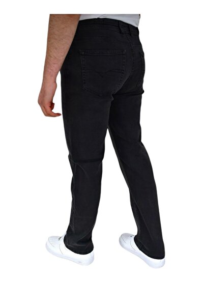 DYNAMO Siyah Erkek Yüksek Kemer Klasik Kesim Likralı Regular Jeans Kot Pantolon