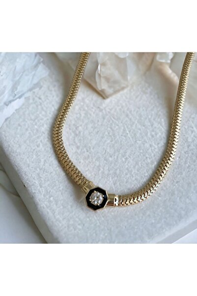 Gold Plated Steel Mesh Crushed Leyla Necklace | Serenay Necklace