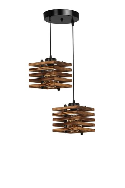 Lumexx Cara Wooden Burnt Pendant Lamp with 2 Trays