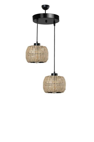 Lumexx Tiger 2-Piece Rattan Pendant Lamp Set with Tray