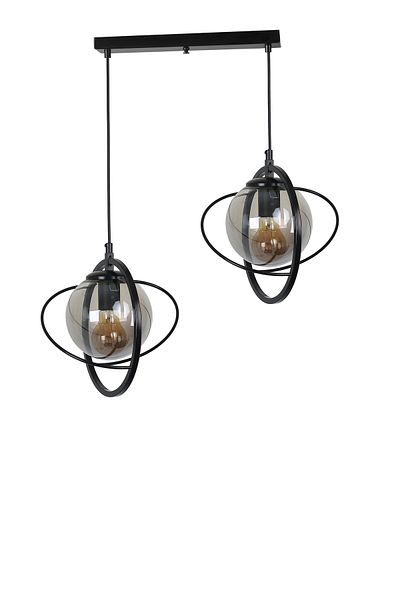 Lumexx NEPAL - Black Smoked Glass Pendant Lamp Set of 2
