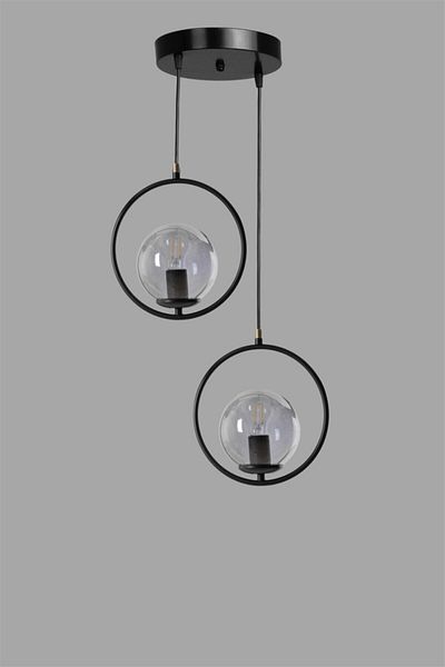 Lumexx Smoked Glass Black Ring - Pendant Lamp with 2 Trays