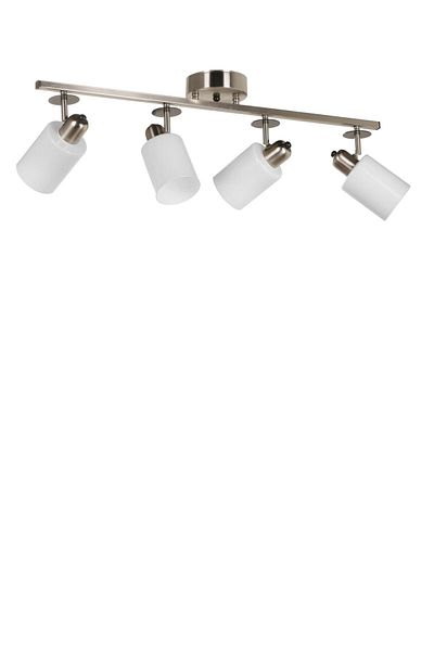 Lumexx Nomi 4 Row - Matte Chrome White Glass Chandelier Set