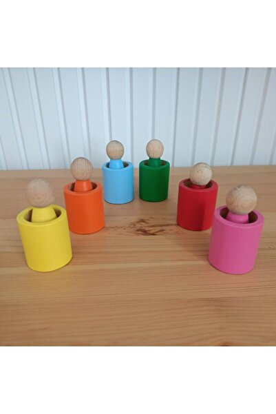 Moccotoys 6 lı Waldorf Peg Bebek & Kase Seti (Renkli)