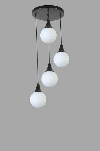 Lumexx AFRA Set of 4 Black and White Glass Pendant Lamp with Tray