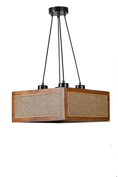 Lumexx Beach Square 4-Piece Walnut Wicker Chandelier Set
