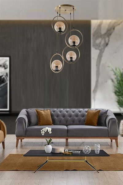 Lumexx Ring 4 - Antique Pendant Lamp with Tray and Honey Glass