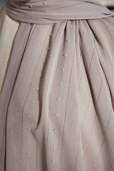 Scarf Σάλι Arya Chiffon Pompom ριγέ Dingin Grey