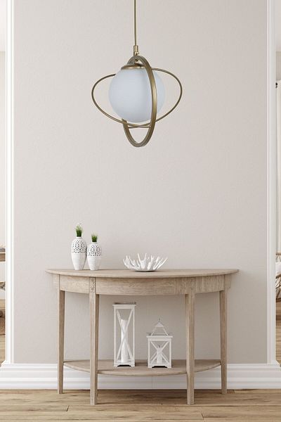 Lumexx Single Nepal Antique Pendant Lamp with White Glass