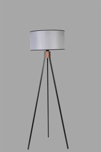 Lumexx FISCO TRİPOD SİYAH LAMBADER SİLİNDİR HASIR GRİ ABAJURLU