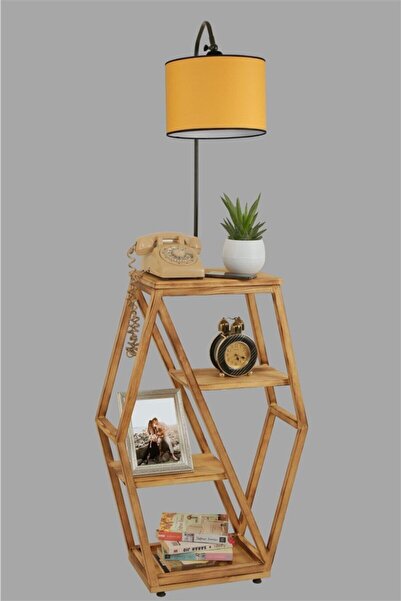 Lumexx Asos Yanık Lambader Silindir Hardal Abajurlu