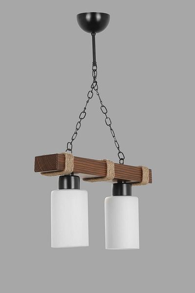 Lumexx Jasmin Set of 2 - Wooden Walnut Cylinder with Opal Glass
