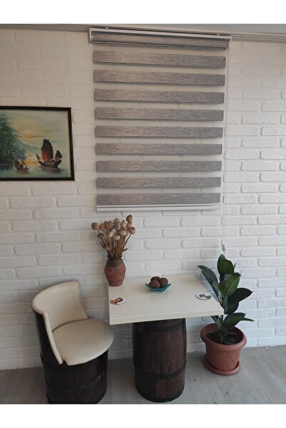 Kidmex Açık Gri Alüminyum Kasa Zebra Perde Eteksiz