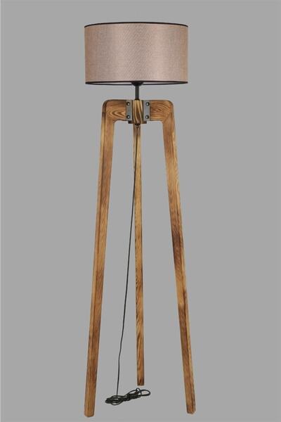 Lumexx Çağla Yanık Lambader Silindir Koyu Hasır Abajurlu