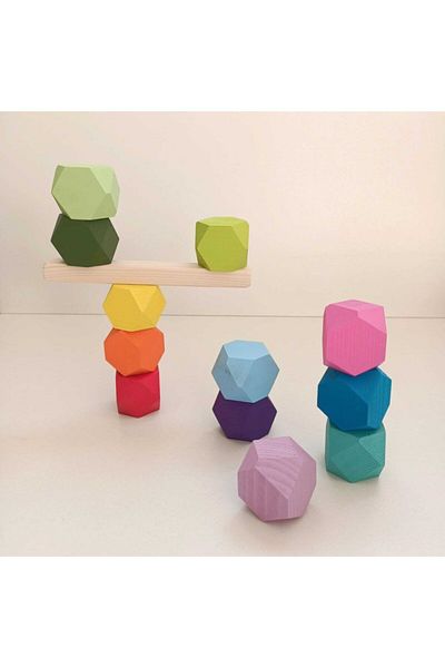 Woodblocks Waldorf Wooden Balance Blocks G12 Set Solid Wood Game