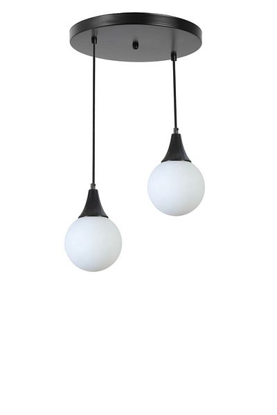 Lumexx AFRA Black and White Glass Pendant Lamp Set with 2 Trays
