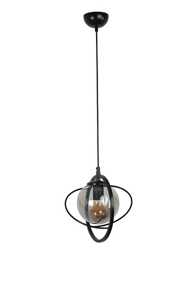 Lumexx Nepal Single Black Fume Glass Pendant Lamp