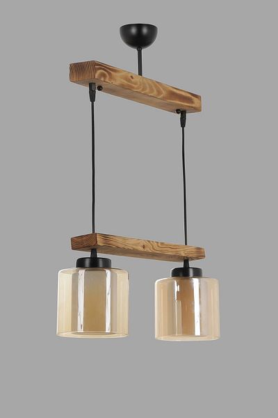 Lumexx David 2-Piece Row - Burnt Honey Glass Pendant Lamp Set