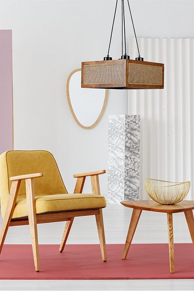Lumexx Beach Square 4-Piece Walnut Wicker Chandelier Set
