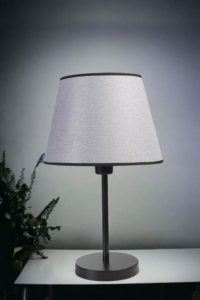 Lumexx ALA Black Pramit Wicker Table Lamp with Gray Lampshade