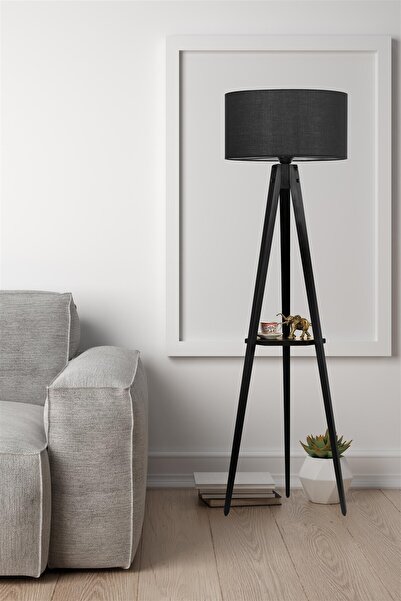 Lumexx SEHPALI TRİPOD SİYAH SİLİNDİR SİYAH ABAJURLU LAMBADER