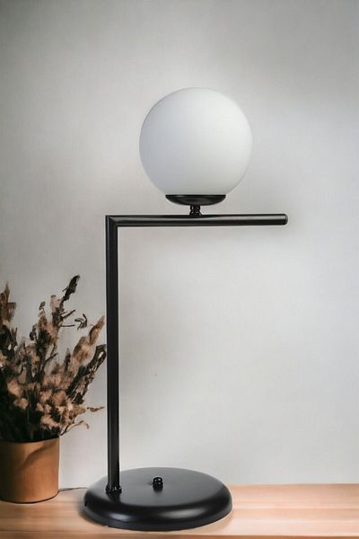 Lumexx Black and White Glass Araz Table Lamp