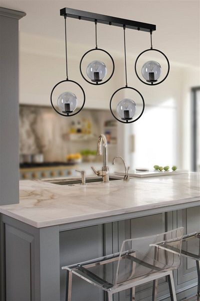 Lumexx Ring Set of 4 - Black Pendant Lamp with Smoked Glass