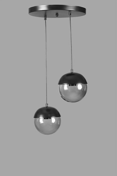 Lumexx Black Fume Globe Pendant Lamp with 2 Trays