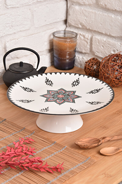ShoppingPortal Özel Tasarım Dijital Baskı Ayaklı Servis Tabağı Otantik - Ayaklı Kek Standı (26cm)
