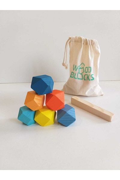 Woodblocks Waldorf 6-Piece Colorful Solid Wood Balance Tower Set