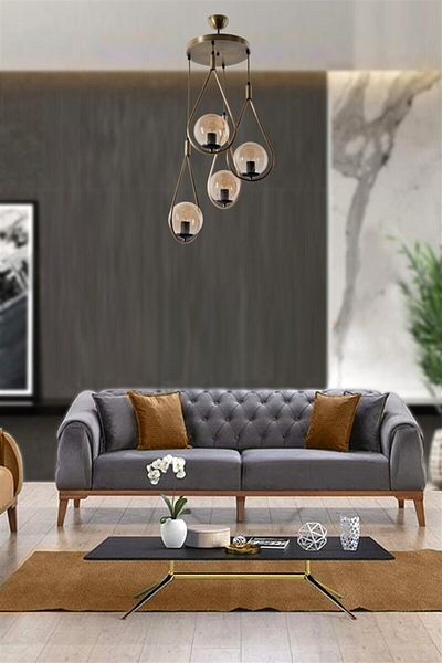 Lumexx Damla Antique Pendant Lamp with 4 Trays and Honey Glass