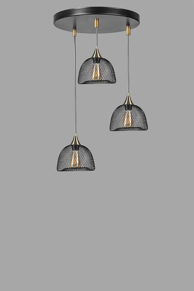 Lumexx NASA Set of 3 Black Tray Pendant Lamp