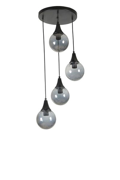 Lumexx AFRA Set of 4 Black Fume Glass Pendant Lamp with Tray