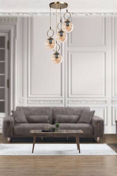 Lumexx Morino 4-Piece Antique Pendant Lamp with Honey Glass Tray