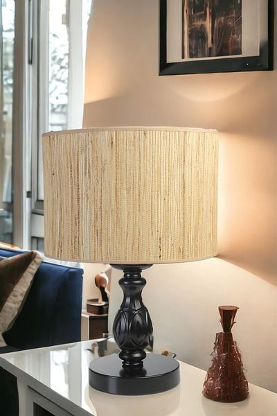 Lumexx Olympic Table Lamp with Black Bamboo 09 Lampshade - Cylinder Design