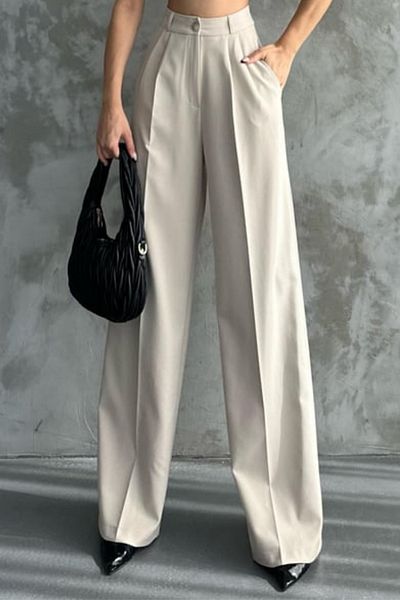 Balenbi High Waist Lycra Women's Palazzo Trousers - Pleated 1080