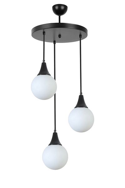Lumexx AFRA 3 - Black and White Glass Pendant Lamp Set with Tray