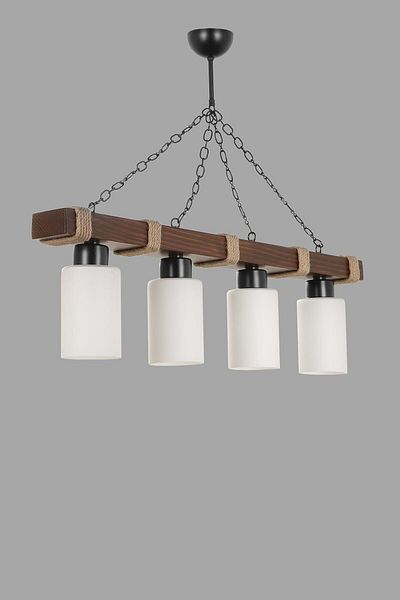 Lumexx Jasmin Set of 4 - Wooden Walnut Opal Glass Cylinder